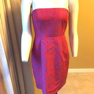 Strapless damask print J. Crew dress